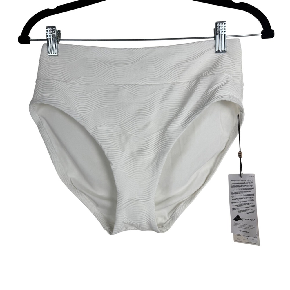 Calia by Carrie Underood Womens High Rise Swimsuit Bottom White Waves Size Small